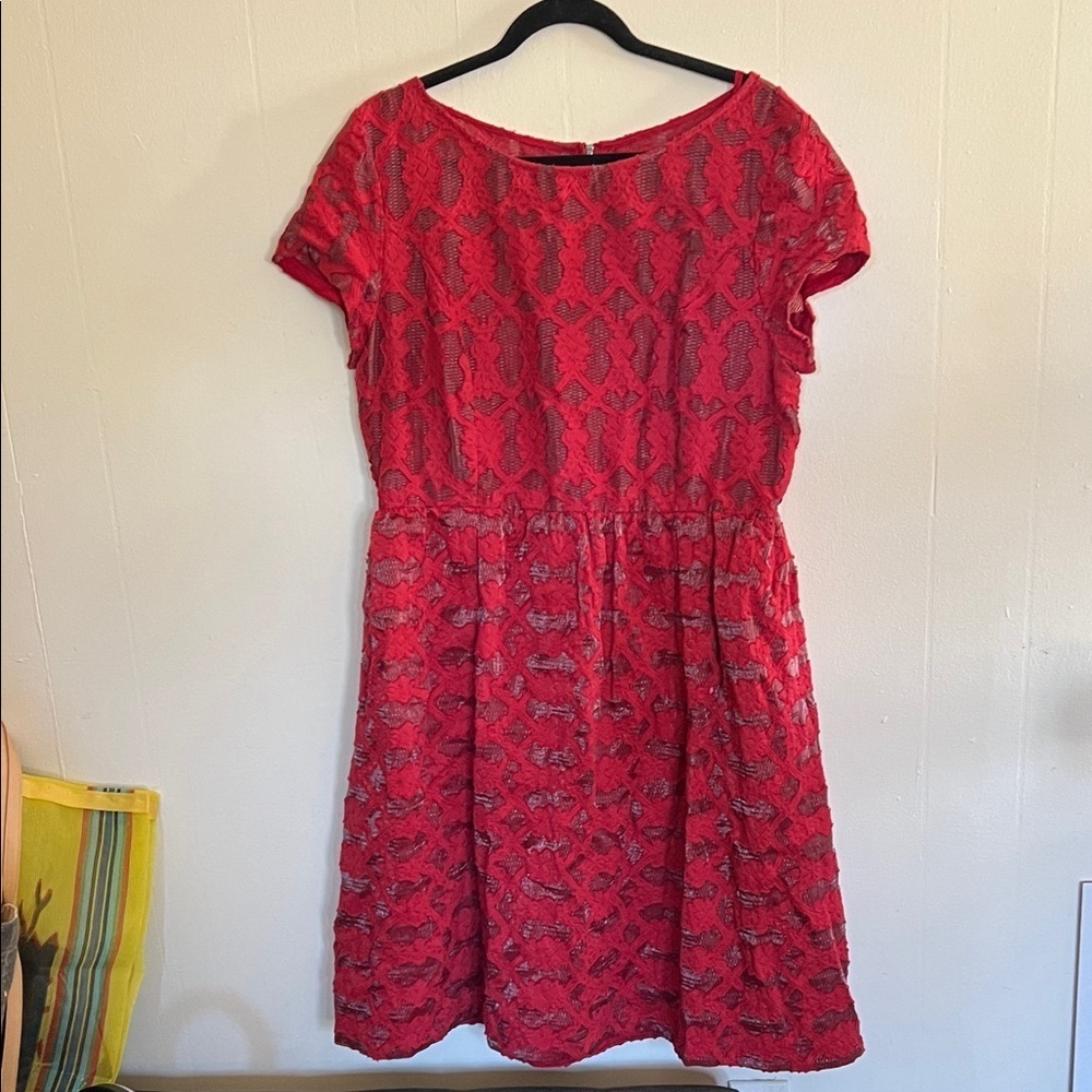 Moulinette Soeurs Red Patterned Midi Dress